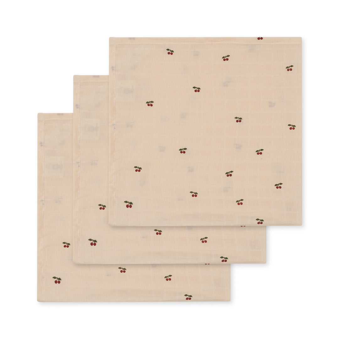 [Konges slojd] 3Pack Muslin Cloth Gots - Cherry