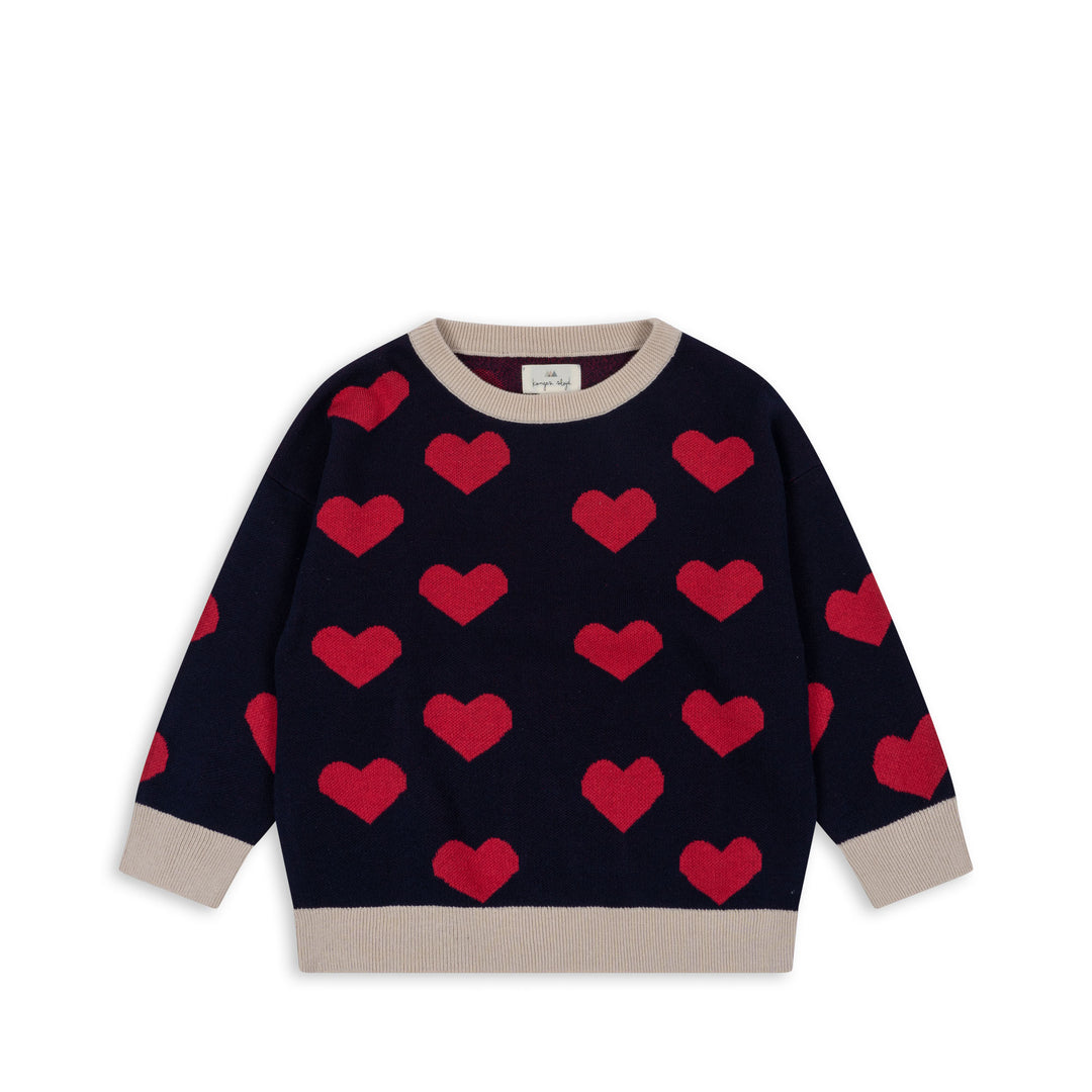 [Konges slojd] Lapis Knit Blouse - Navy Heart