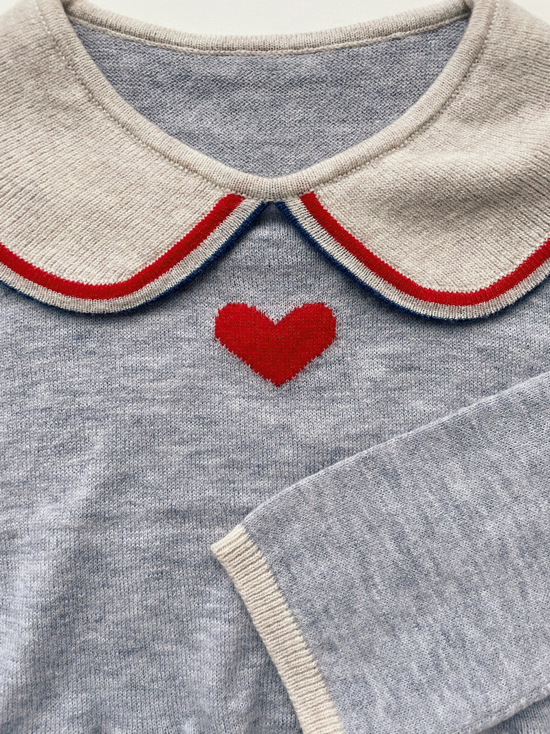 [Konges slojd] Maxime Knit Collar Blouse - Heart Stripe