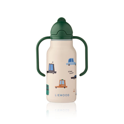 [Liewood] Kimmie Steel Water Bottle 250ml - Cars/Sandy