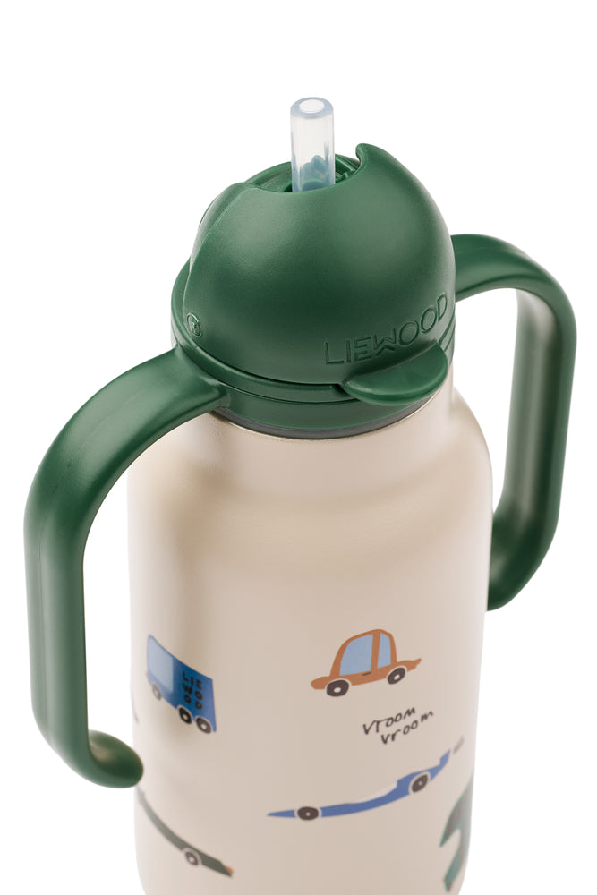 [Liewood] Kimmie Steel Water Bottle 250ml - Cars/Sandy