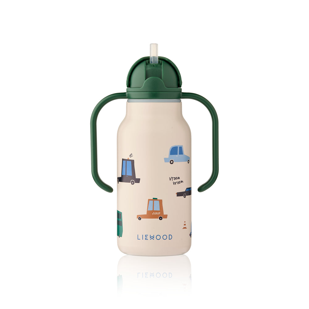 [Liewood] Kimmie Steel Water Bottle 250ml - Cars/Sandy