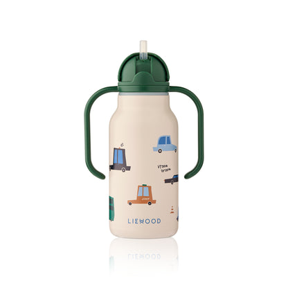 [Liewood] Kimmie Steel Water Bottle 250ml - Cars/Sandy