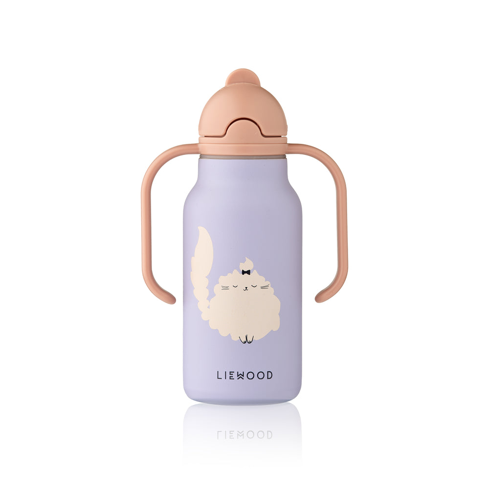 [Liewood] Kimmie Steel Water Bottle 250ml - Cat/Warm Lilac