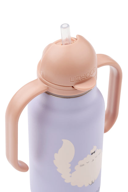[Liewood] Kimmie Steel Water Bottle 250ml - Cat/Warm Lilac