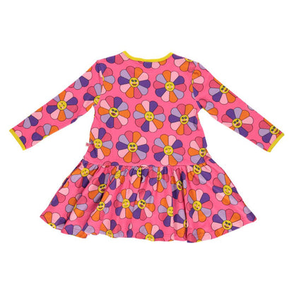 [Smafolk] Long Sleeved Dress With Flower - Pink