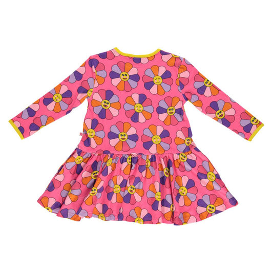 [Smafolk] Long Sleeved Dress With Flower - Pink