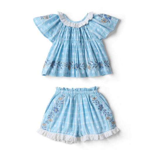 [Lali Kids] Tulip Set - Vintage Blue Plaid