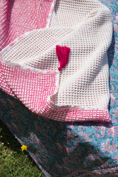 [Louise Misha] Beach Towel Lanita Cotton Waffle -Pink