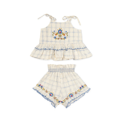 [Lali Kids] Summer Blossom Set in Space Dye Checks