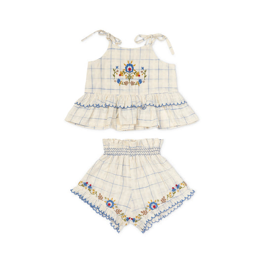 [Lali Kids] Summer Blossom Set in Space Dye Checks