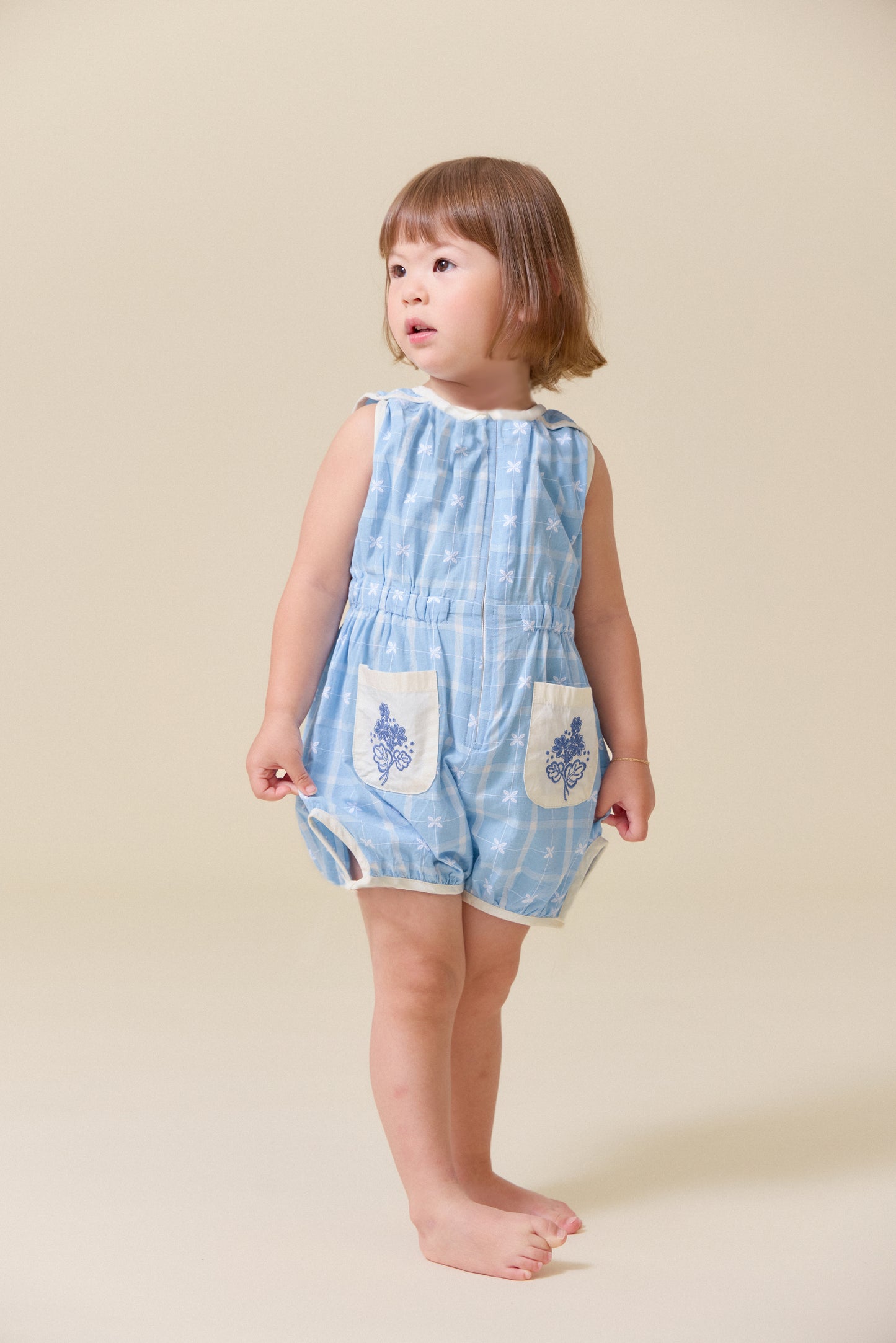 [Lali Kids] Sun suit - Vintage Blue Plaid