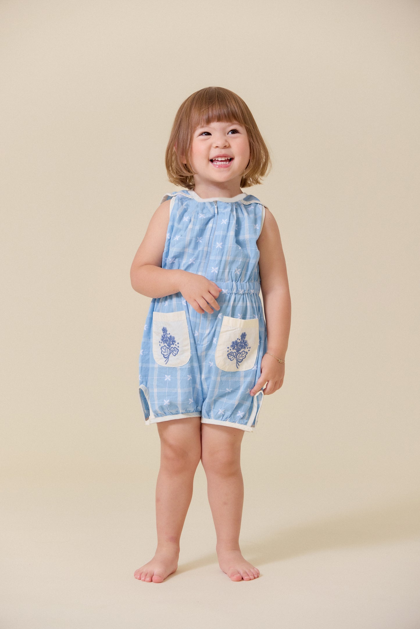 [Lali Kids] Sun suit - Vintage Blue Plaid