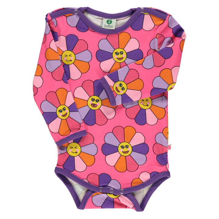 [Smafolk] Long Sleeved Baby Body with Flowers -Pink