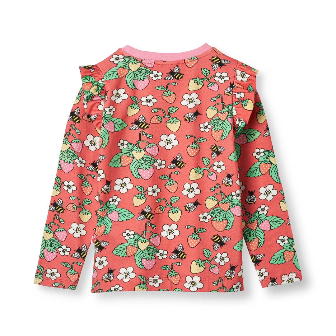 [Smafolk] Long Sleeve Shirt With Strawberry - Pink Punch