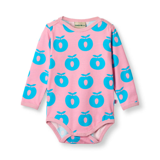 [Smafolk] Long Sleeved Baby Body with Apples - Pink Lilac