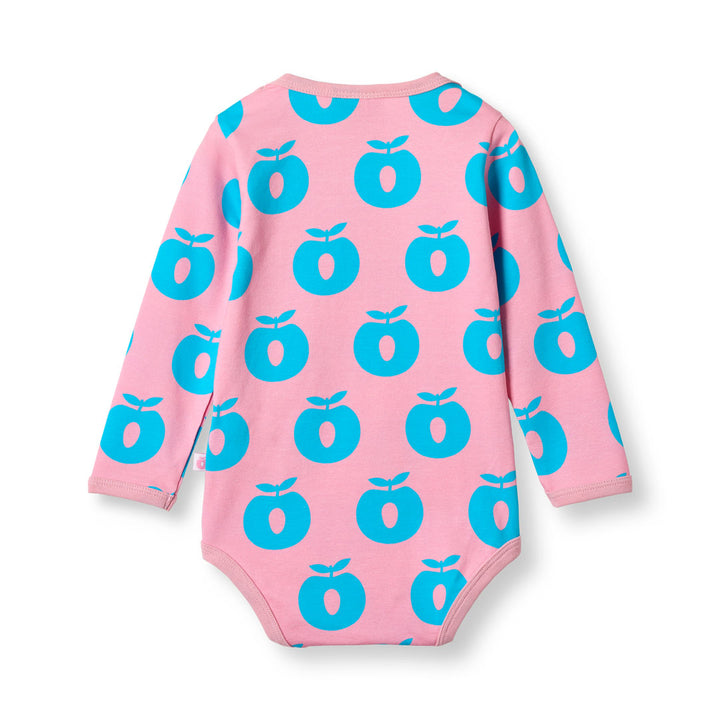 [Smafolk] Long Sleeved Baby Body with Apples - Pink Lilac