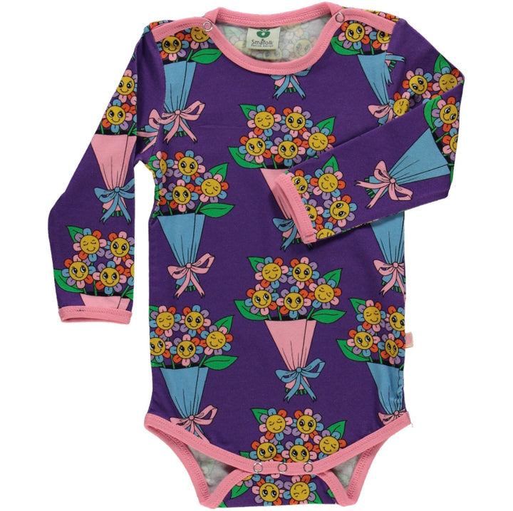 [Smafolk] Long Sleeved Baby Body with bouquets -Purple heart