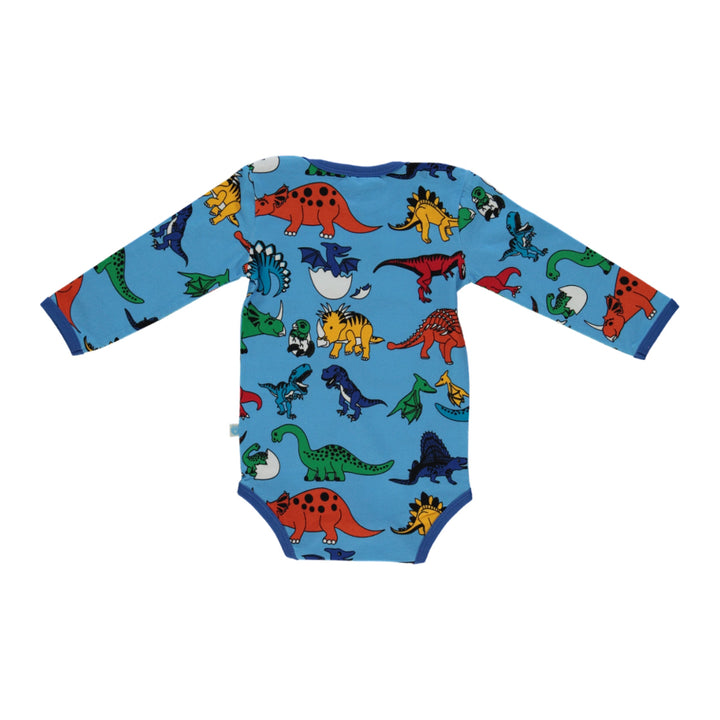 [Smafolk] Long Sleeved Top Baby Body With Dinosaur - Blue Grotto