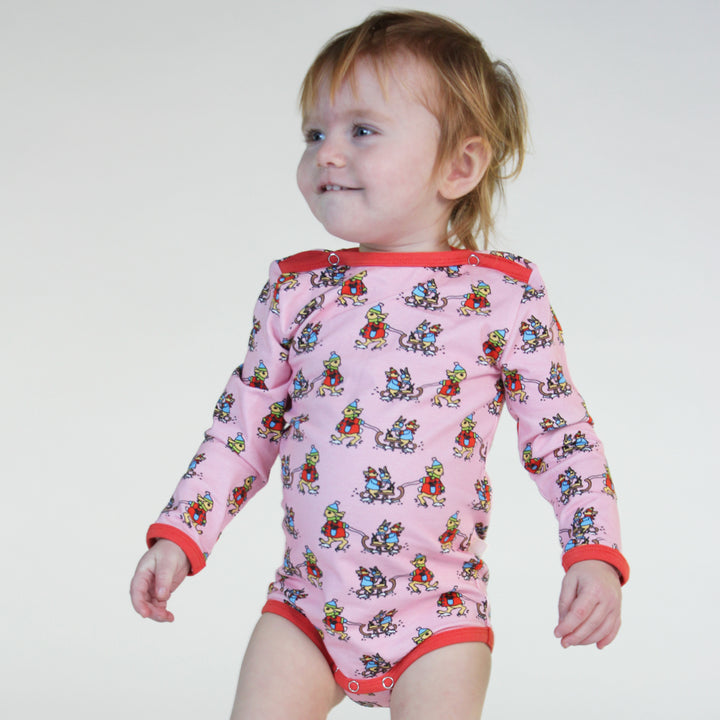 [Smafolk] Long Sleeved Top Baby Body with Schlitten - Icy Pink