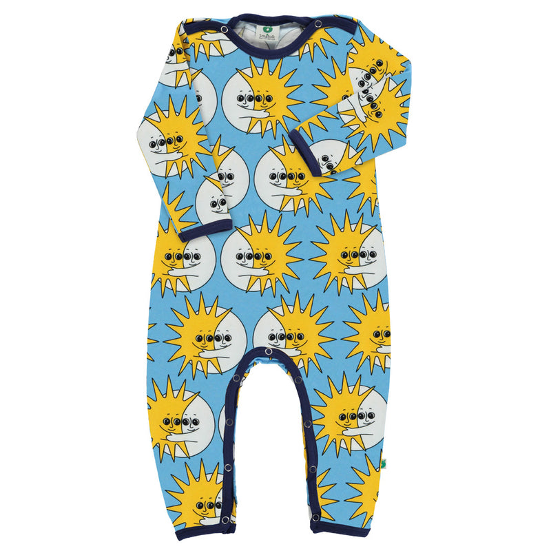 [Smafolk] Long - Sleeved Baby Suit With Sun and Moon - Blue Grotto