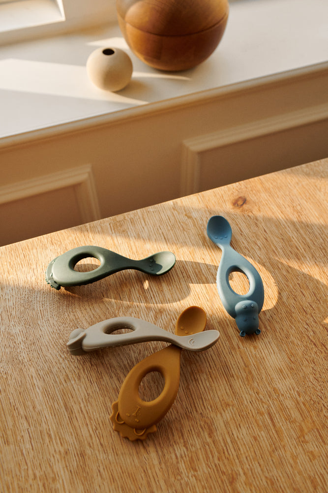 [Liewood] Liva Silicone Spoon 4-Pack - Safari / Blue Multi Mix