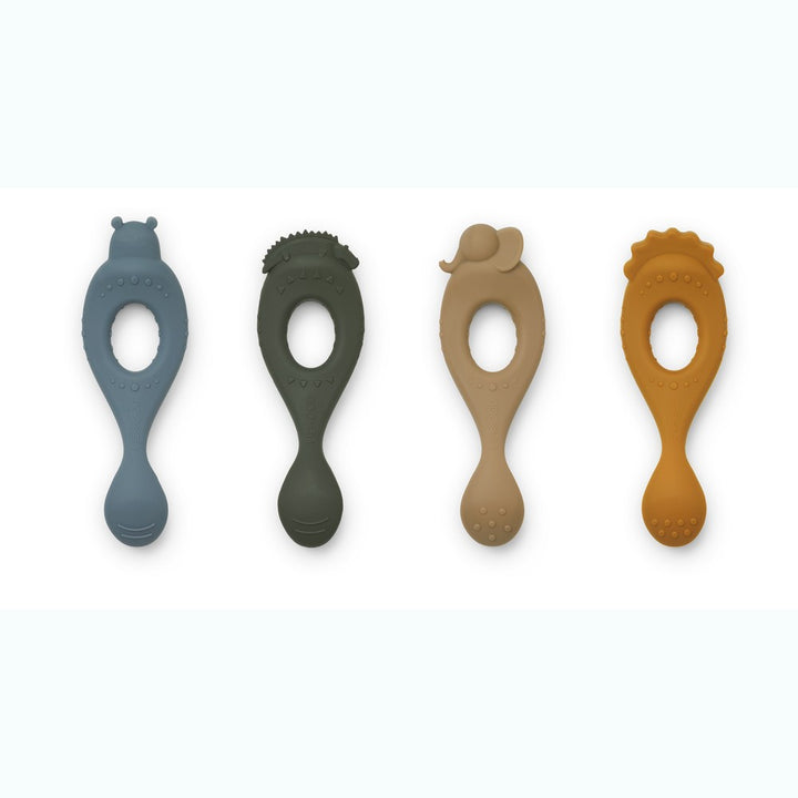 [Liewood] Liva Silicone Spoon 4-Pack - Safari / Blue Multi Mix