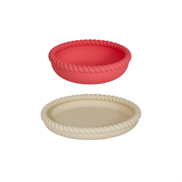 [OYOY] Mellow Plate & Bowl - Vanilla / Cherry red