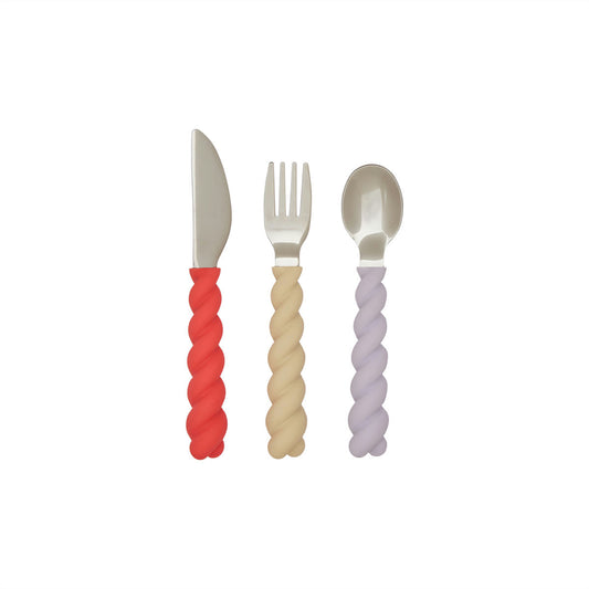 [OYOY] Mellow Cutlery - Pack of 3 Lavender Vanilla Cherry Red