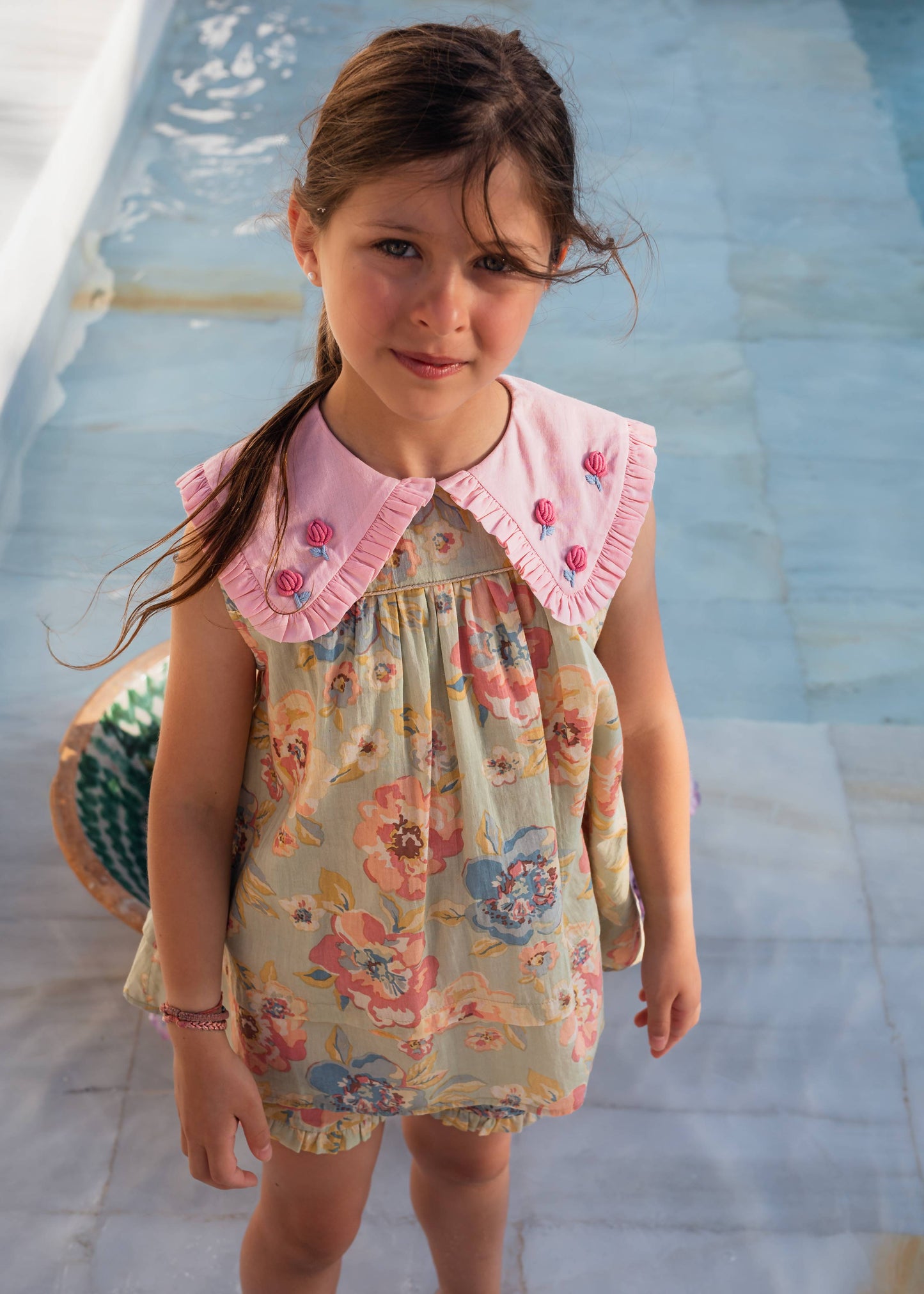 [Bachaa] Ice Flow Blouse & Short Set - Watercolor print