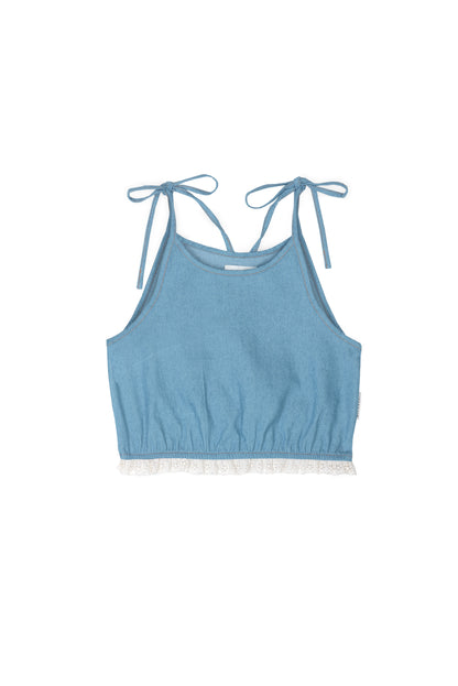 [Mipounet] Aroa Denim Top - Light Blue
