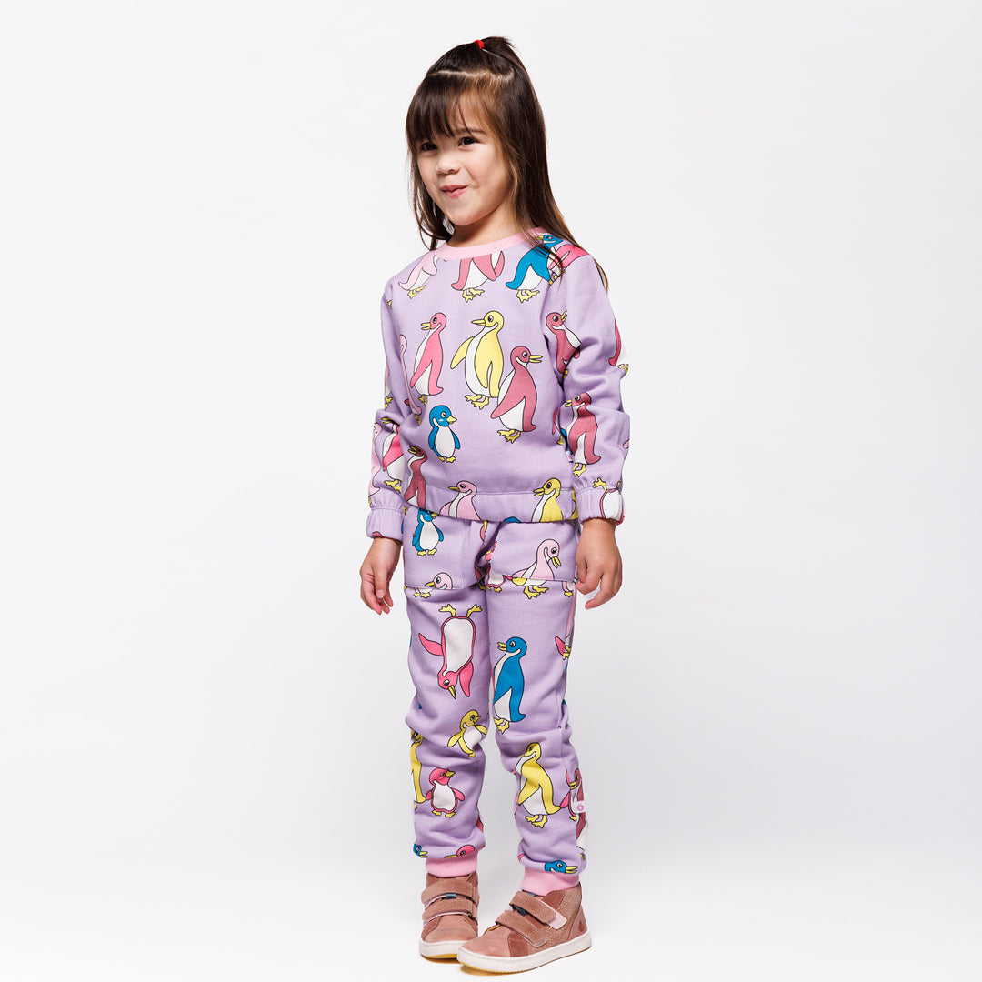 [Smafolk] Macoun Sweatpants With Penguins - Heather Purple