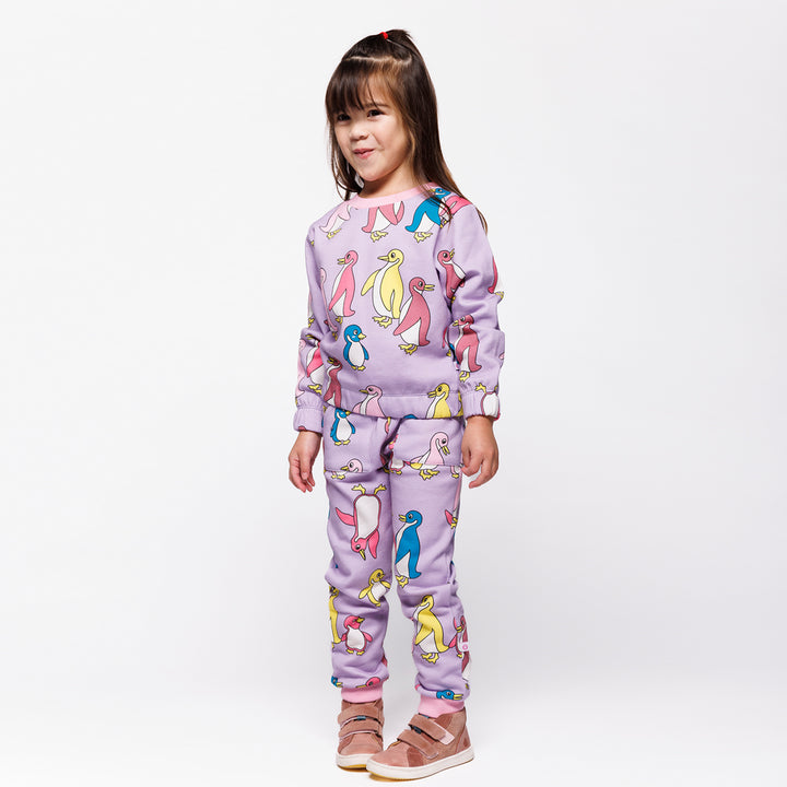 [Smafolk] Macoun Sweatpants With Penguins - Heather Purple