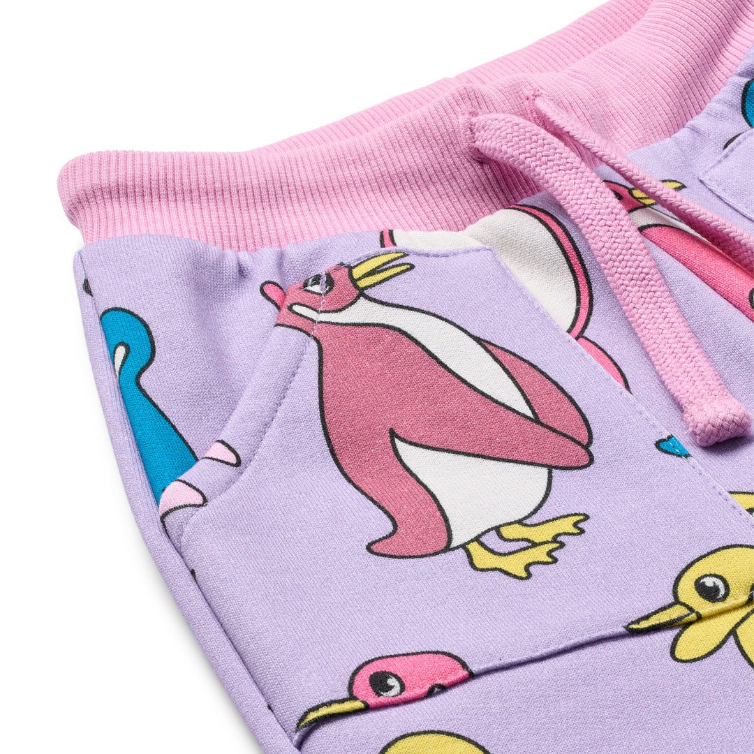 [Smafolk] Macoun Sweatpants With Penguins - Heather Purple