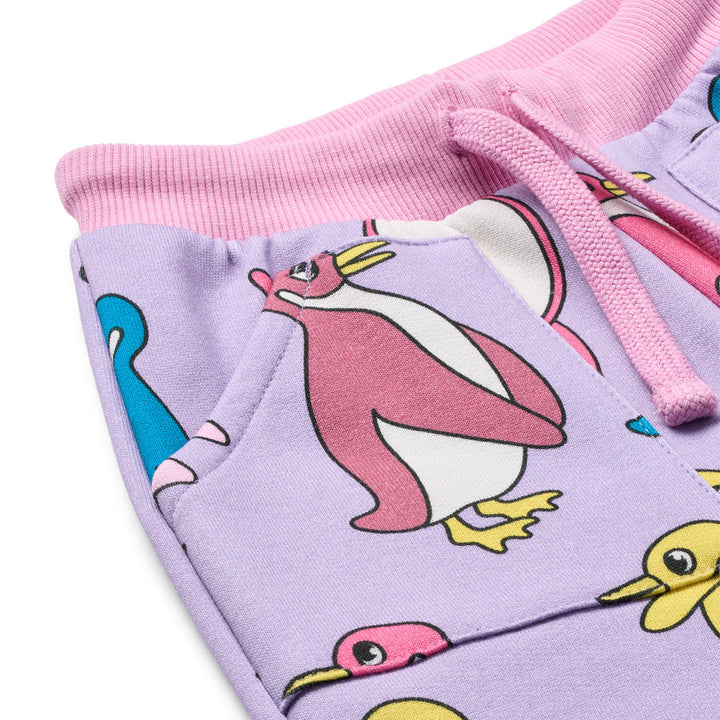 [Smafolk] Macoun Sweatpants With Penguins - Heather Purple
