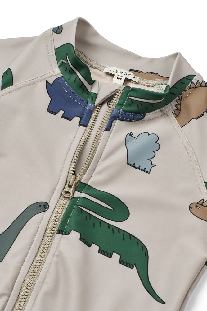 [Liewood] Max Swim Jumpsuit - Dinosaurs / Mist