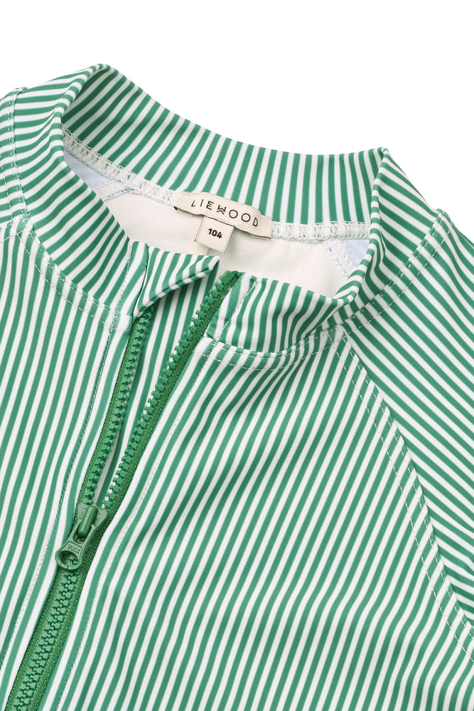 [Liewood] Max Stripe LS Swim Jumpsuit - Bright Garden / Creme De La Creme