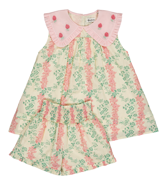 [Bachaa] Mellow Yellow Blouse & Short Set - Arabesque print