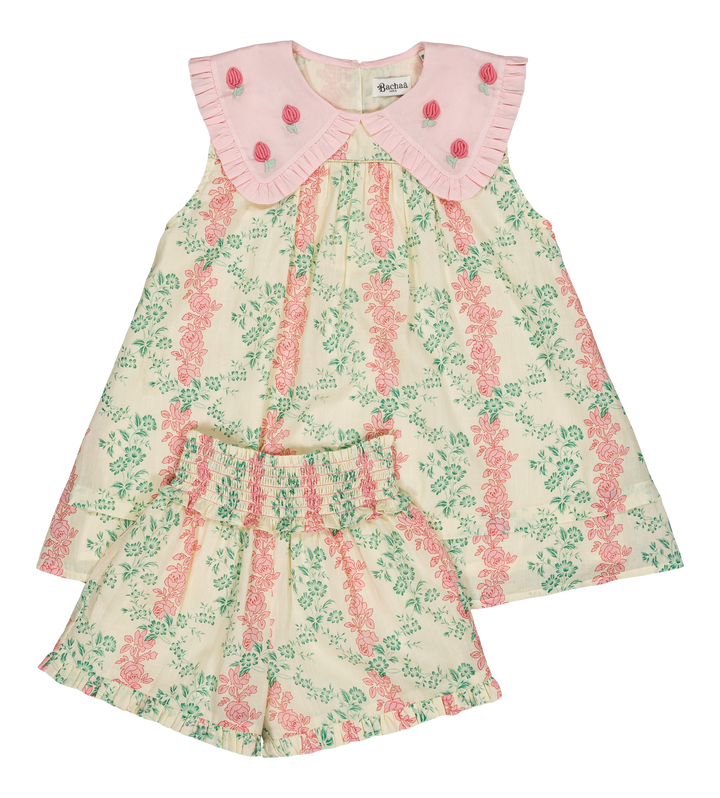 [Bachaa] Mellow Yellow Blouse & Short Set - Arabesque print