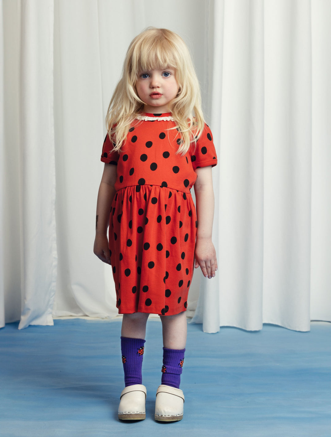 [Mini Rodini] Dots Aop Lace Ss Dress - Red