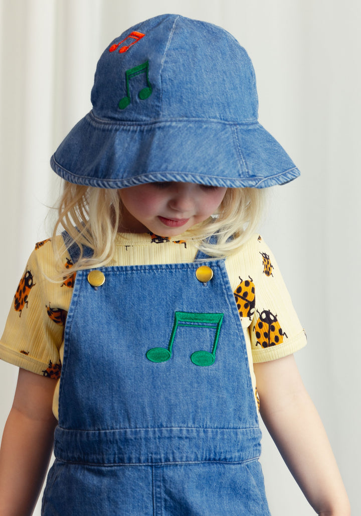 [Mini Rodini] Note Emb Lightweight Denim Dungarees - Blue