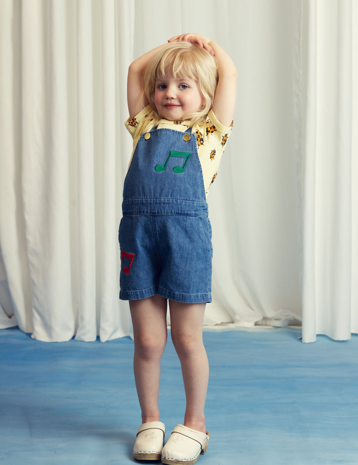 [Mini Rodini] Note Emb Lightweight Denim Dungarees - Blue