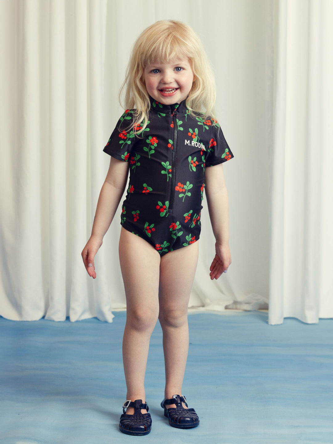 [Mini Rodini] Lingonberries Aop Ss Swimsuit - Black