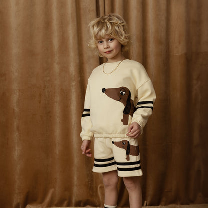 [Mini Rodini] Dog Stripes Sweatshirt  - Beige
