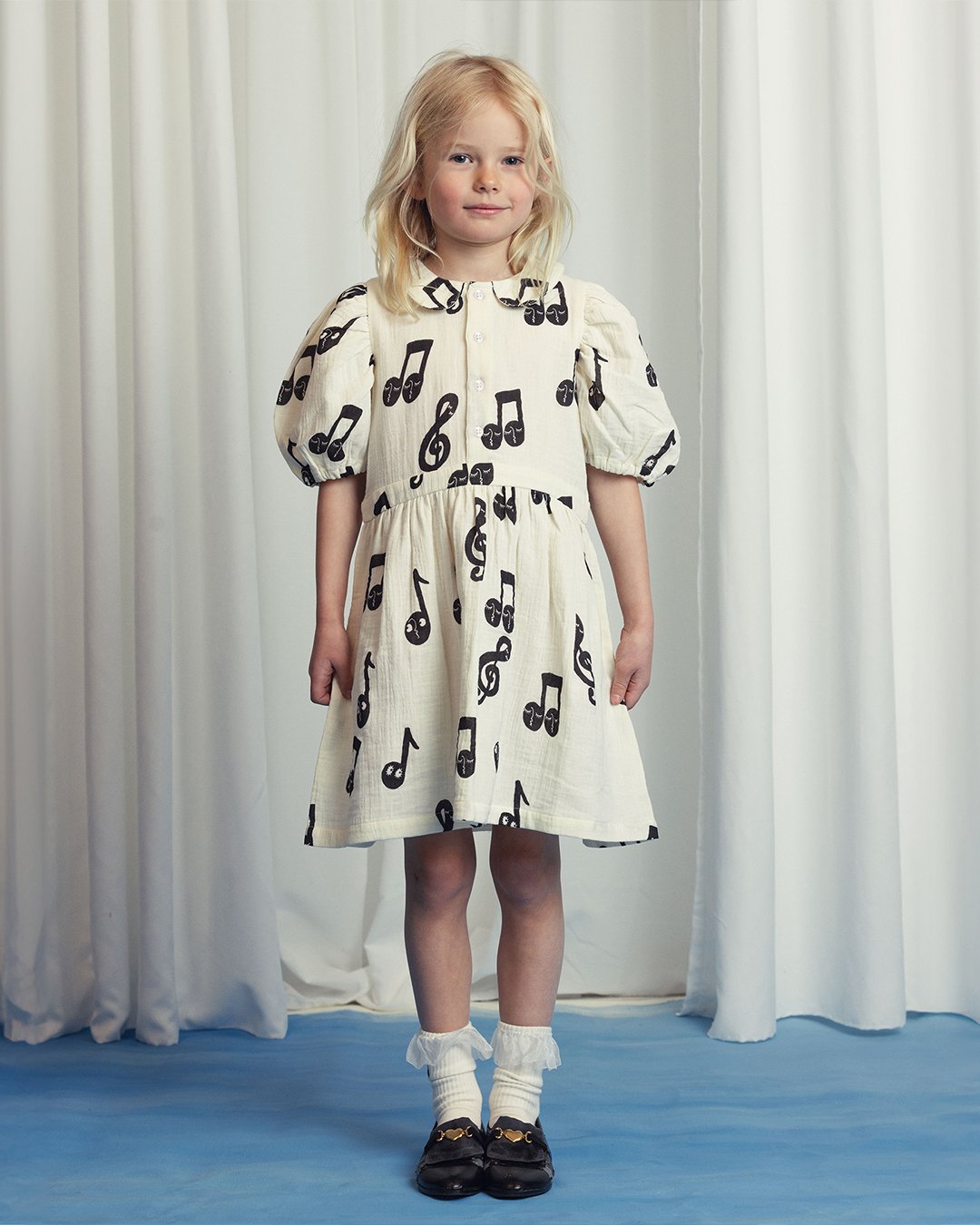 [Mini Rodini] Note Aop Muslin Ss Dress - White