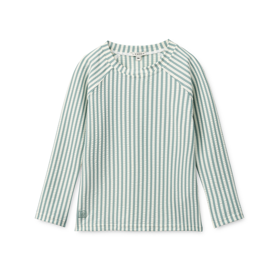 [Liewood] Noah Seersucker Longsleeve Swim Tee - Stripe Peppermint