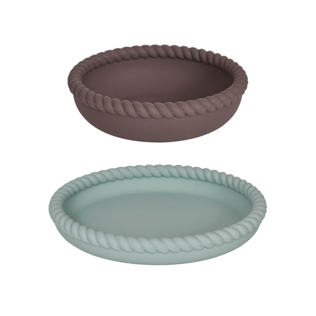 [OYOY] Mellow Plate & Bowl - Pale Mint & Choko