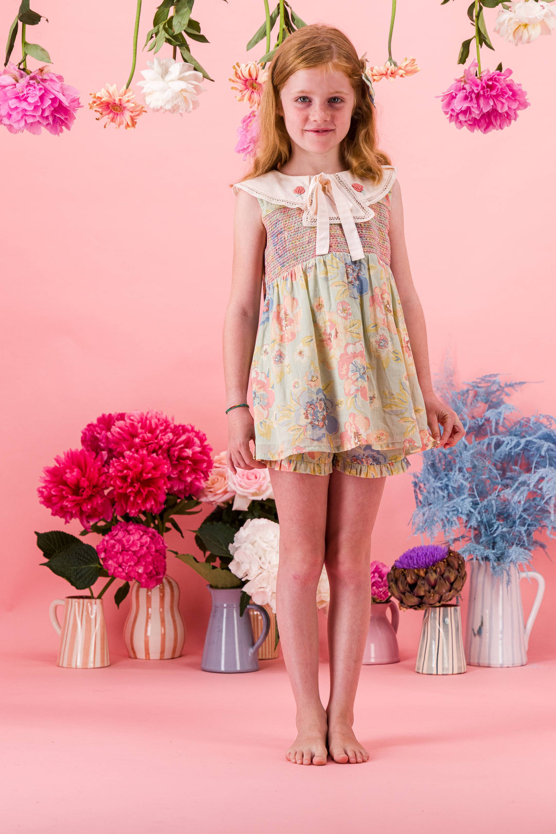 [Bachaa] Aquaverde Blouse & Short Set - Watercolor Print