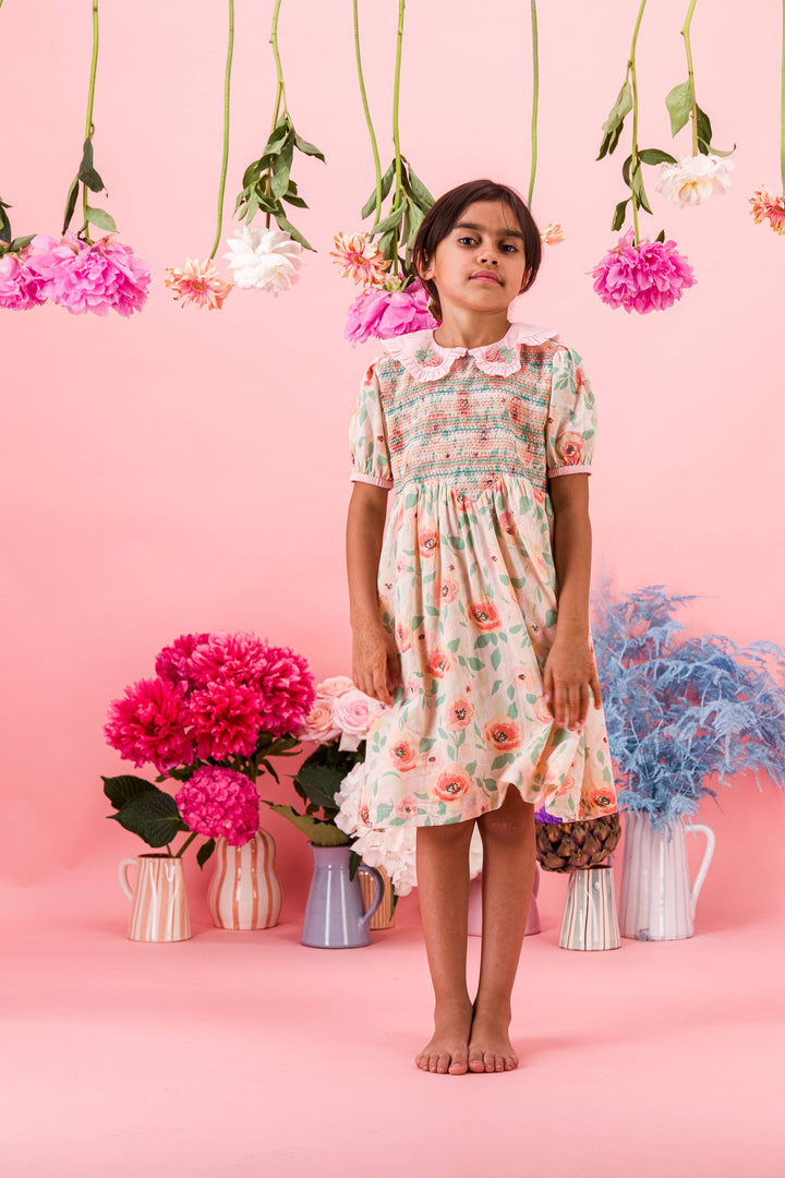 [Bachaa] Ballet Slippers Robe Dress - Poppy Print