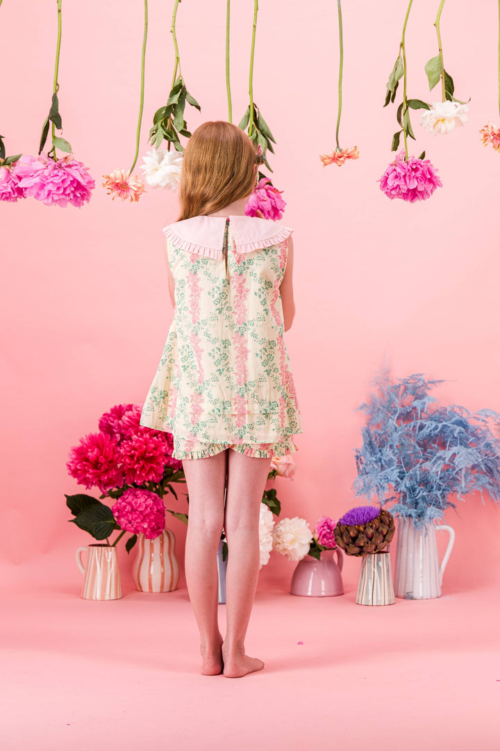 [Bachaa] Mellow Yellow Blouse & Short Set - Arabesque print